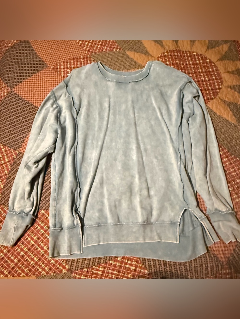 Zenana Acid Washed “Shark Bite” pull over